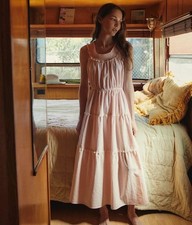 NWT Christy Dawn The Goldie in Petal Lace Seersucker Striped Maxi Dress L