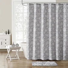 - Bathroom Set, Shower Curtain & Decorative Hooks, Non-Slip Bath Rug, Ceramic...