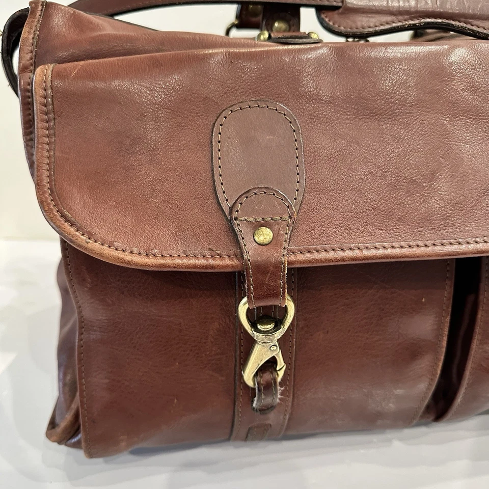 Bolsa de viagem de couro vintage Hartmann para pernoite ferragens de latão RARA! - Imagem 4 de 4