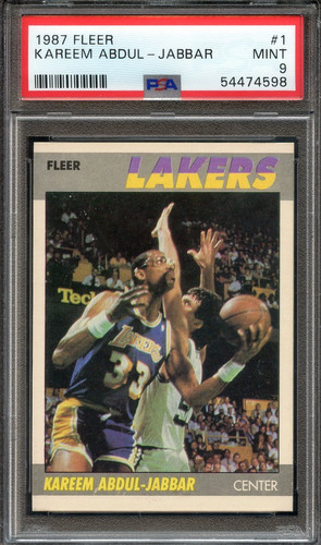 1987 Fleer #1 Kareem Abdul Jabbar PSA 9 HOF Los Angeles Lakers 4598