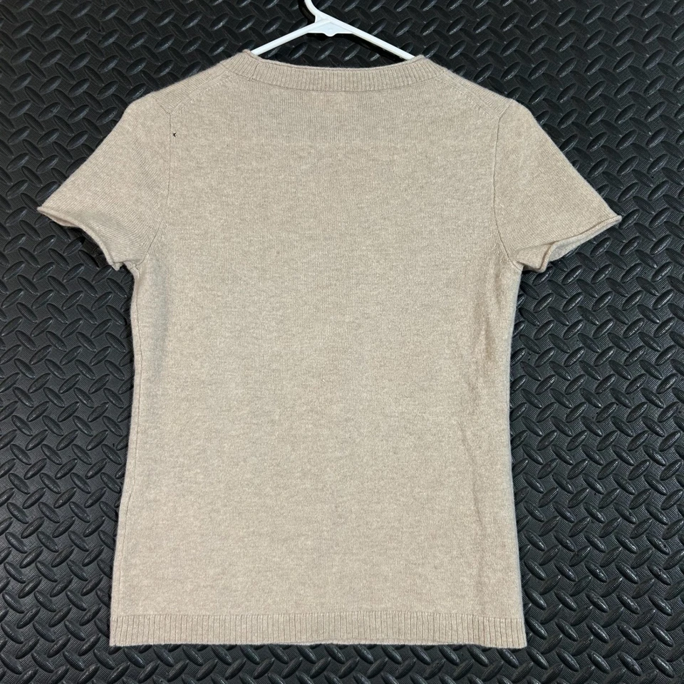 J. Crew Cashmere Tan Beiger Knit Short Sleeve Blouse Women's Size XS - Image 2 of 4