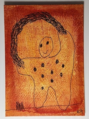 e9Art ACEO child playing outsider art brut naive
