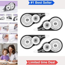 Correction Tape 4 Pack 39.37 Ft White Tear-Resistant Ergonomic Grip for School