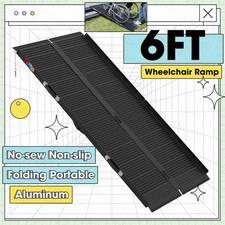 6 FT Aluminum Folding Wheelchair Scooter Mobility Ramp Portable Handicap Ramp