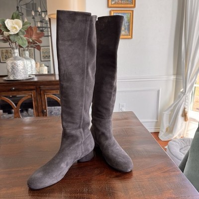 Stuart Weitzman Eloise 30 Women s Grey Suede Pull-on Knee High Boots 8.5M New