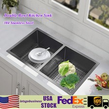 Double Bowl Kitchen Sink Modern Kitchen Sink 304 Stainless Steel 14 in 16 in