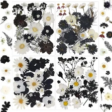 94 Pcs Black Pressed Dried Flowers for Resin Molds, Real Natural 