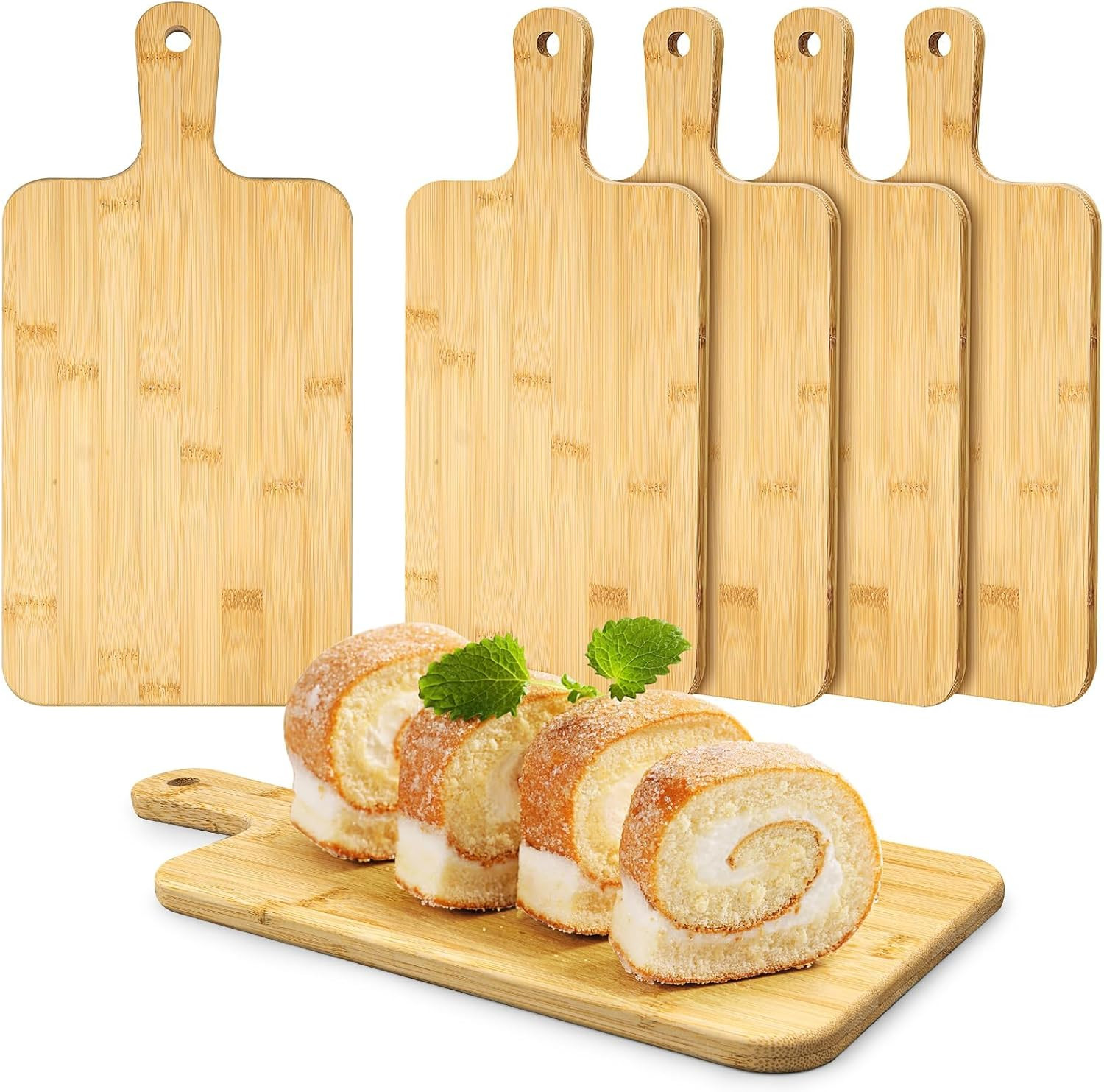 Set 5 Taglieri in Legno con Manico per Pizza e Formaggi - Qualità Premium