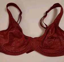 NWOT UNBRANDED Shimmery Red Unpadded Underwire Bra; 36C; Perfect For Christmas