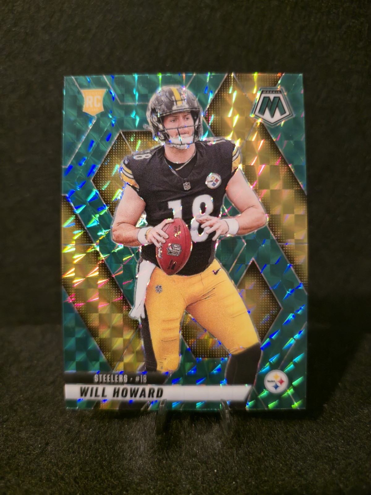 2025 Panini Mosaic - Rookies Will Howard #318 Green Mosaic Prizm (RC) Steelers
