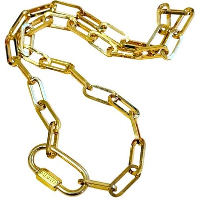 Dalmata D Paper clip chain lock Necklace gold plated Gothic Punk collar MOD 19''
