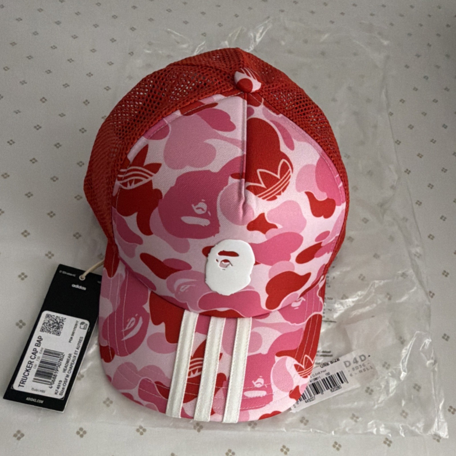 adidas x A Bathing Ape Trucker Cap Red Pink White Camouflage