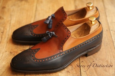Joseph Cheaney hellbraun blau Quasten Schuhe Halbschuhe Herren UK 9,5 F US 10...