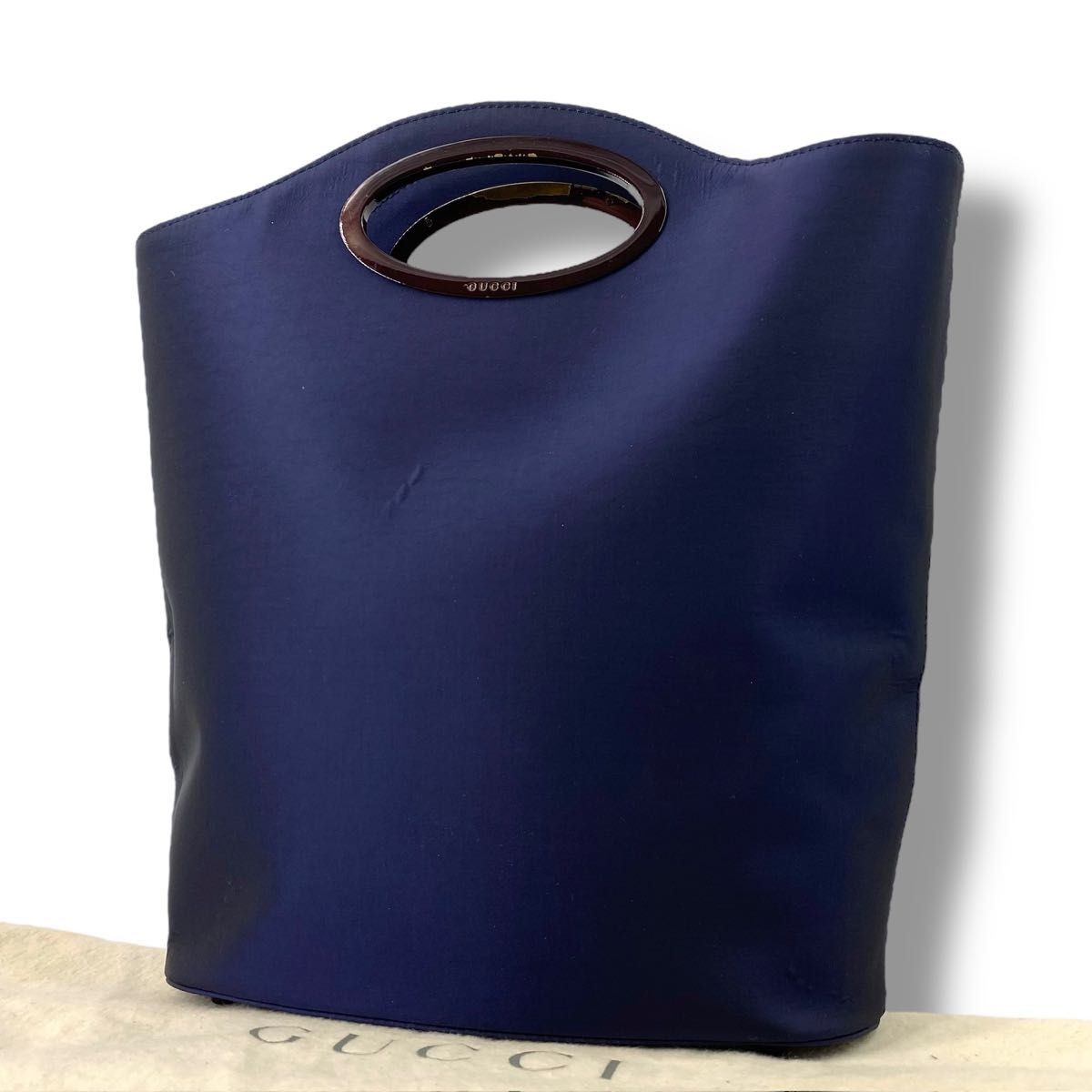 バッグ vintage gucci satin handbag navy Vintage Gucci Handbag Satin Navy Luxury Designers 30×30×10cm