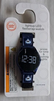Shark Lightup LED Fastwrap Watch  With Flashing Lights  Kids Boy Unisex new
