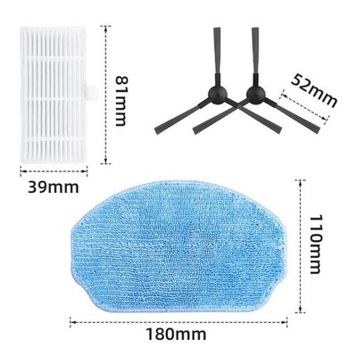 Seitenbürste Filter Wischpad Set 4 Lappen 4 Paar Bürsten für MAMNV BR150 BR15