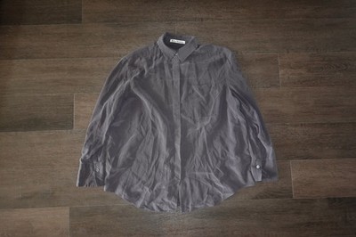 Acne Studios 100% Silk Blouse Dark Grey Size 36 Medium Designer Luxury Top