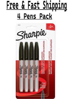 Sharpie Permanent Markers, Fine Point, Black, 4 Count
