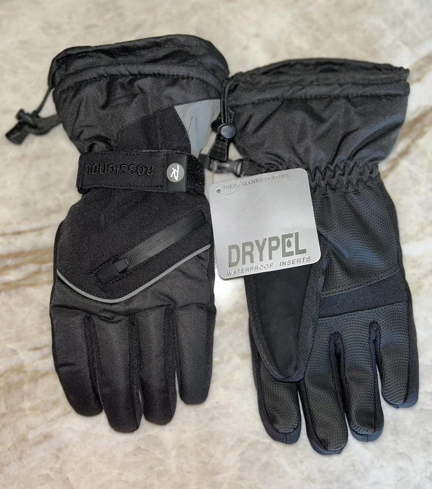 NWT Rossignol Men's Drypel Waterproof Fleece Lined Ziperred Pocket Ski Gloves L