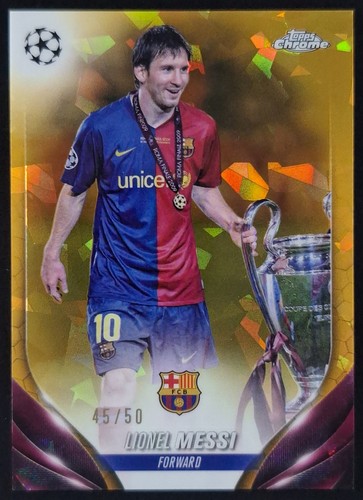 2023-24 Topps Chrome UEFA LIONEL MESSI 45/50 Gold Sapphire Trophy SSP #CVS-3