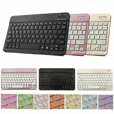 Wireless 10'' Backlit Bluetooth BLACK Keyboard For IOS Android Tablet iPad Laptop