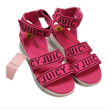 Sandalias de plataforma Juicy Couture Hot Pink Impulse talla 8 con tiras de gancho y bucle nuevas con etiquetas