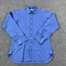 Turnbull & Asser Shirt Mens 15 38 Blue Dress Made in England Spread Collar