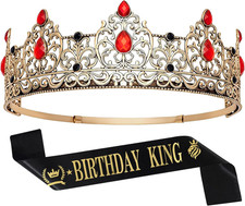 Birthday King Crown and Sash for Men Birthday Prop Decoration Party Costume