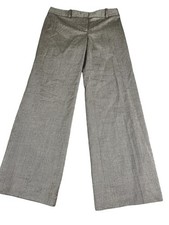 Ann Taylor Womens Brown Herringbone Wide-Leg Trousers Size 8