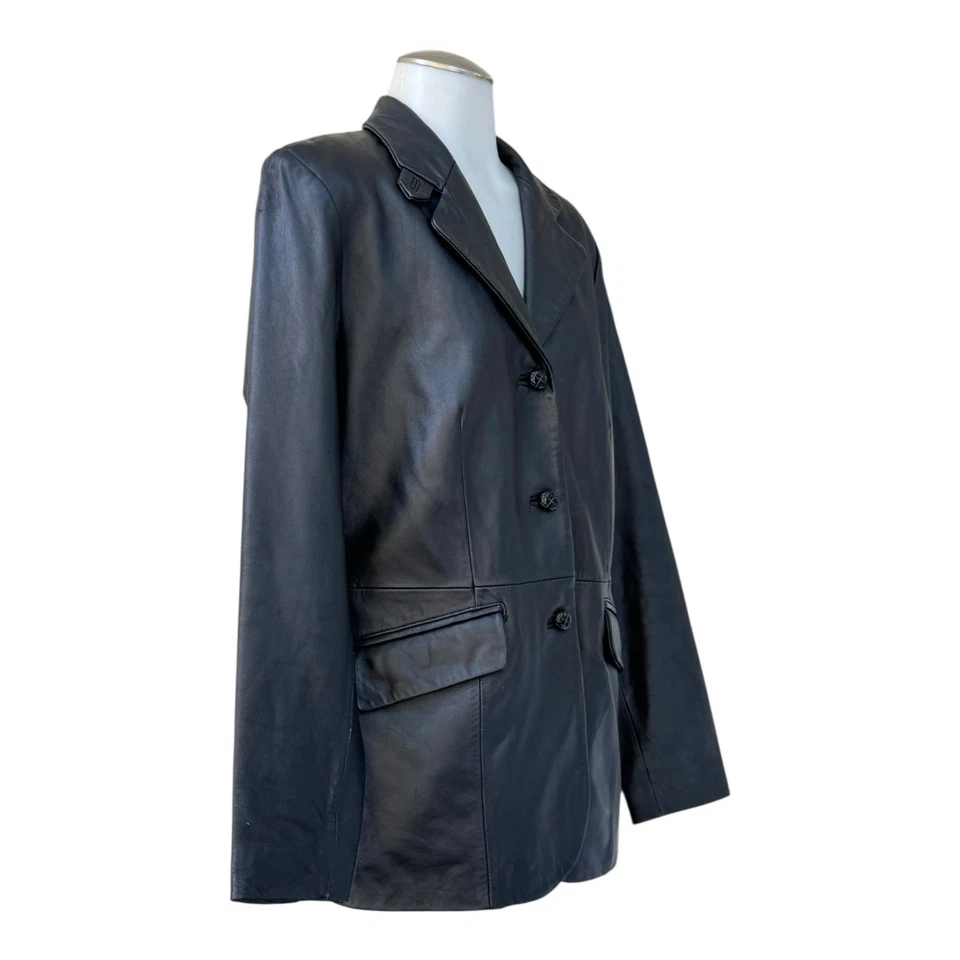 Vintage 90s 00s CROFT & BARROW Womens M Lambskin Leather Blazer Jacket Soft - Image 3 of 4