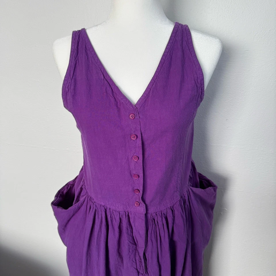 Vintage 90s Happy Legs Dress M Boho Lagenlook Purple Artsy Ren Fair Goblin Fairy - Image 2 of 4