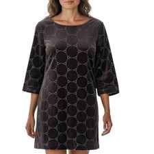 Boden Brown Velvet Geometric Eyelet Shift Dress Women's 6R Boat Neck