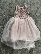 Zunie Girl dress Size 6/6x Sequin Front tulle skirt Pale Pink champagne 
