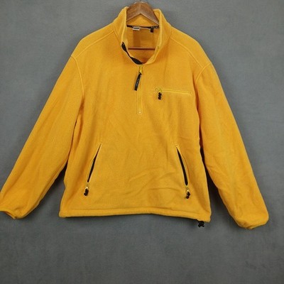 L.L.Bean Fleece Jacket Mens Medium Yellow Stretch Half Zip Mock Neck Outerwear