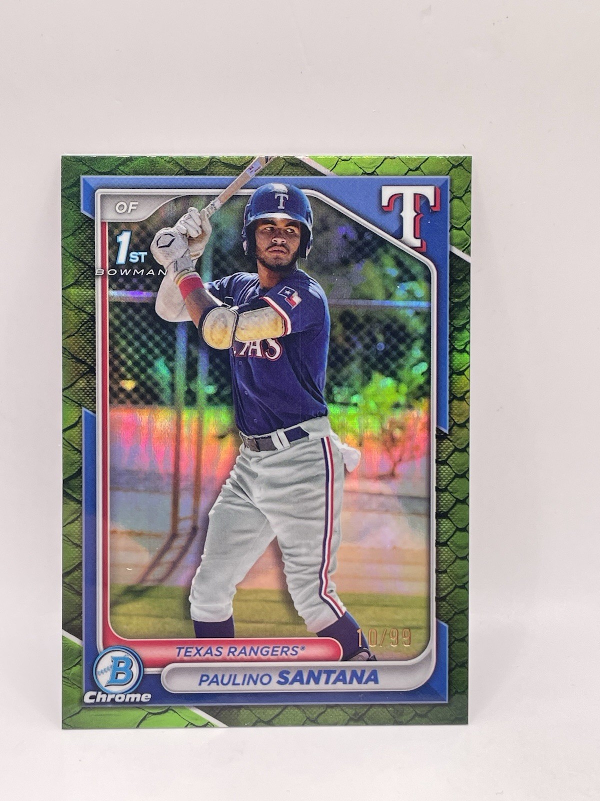 Paulino Santana 2024 Bowman Chrome 1st Prospects Green Reptile Refractor /99