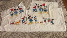 Vintage Wamsutta Disney Flt Twin Sheet Ultracale Mickey Mouse Picnic Band Party