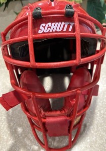 Schutt Catchers Helmet Hockey Style Mask Cardinals Red Youth Adjustable