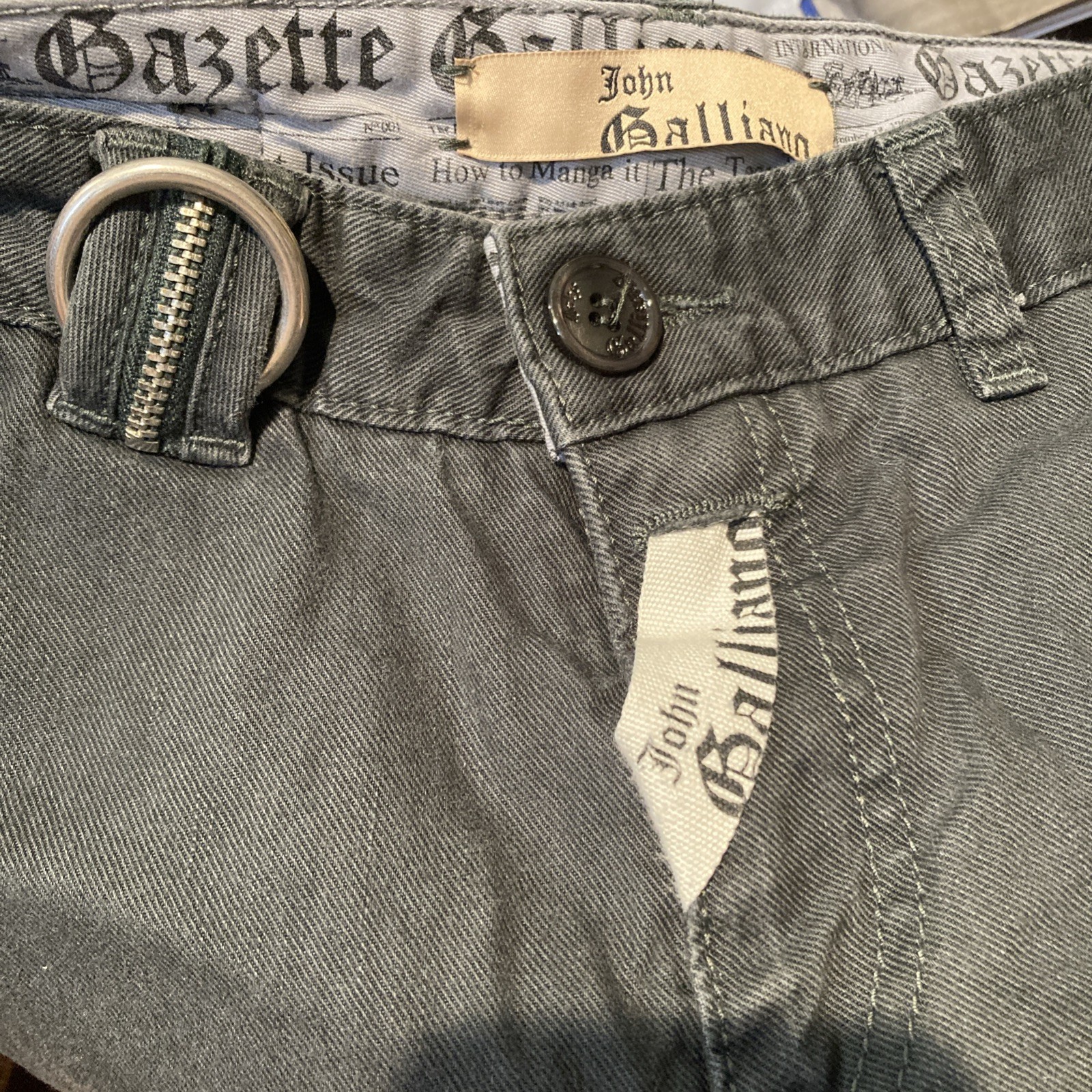 A John Galliano Kids Cargo Jorts Boys, Paris Size 12 US Charcoal image 7