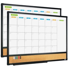 Magnetic Calendar Whiteboard  Bulletin Corkboard Combination, Combo Board 24...