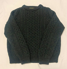 Vintage 90s Aran Crafts Ireland Wool Fisherman Sweater Chunky Cable Knit Mens L