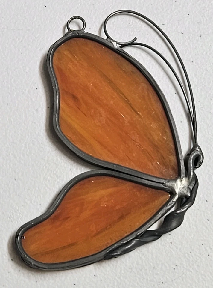 Украшение ручной работы из витражного стекла оранжевая бабочка ловец солнца 4 дюйма - Изображение 2 из 4