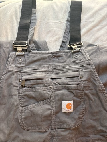 Carhartt Overalls: Men's Rugged Flex 102987 039 Gravel Rigby Bib Overalls 34-32
