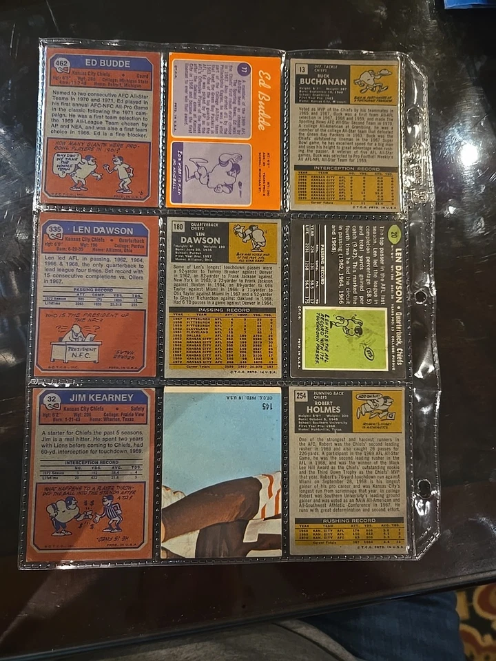 Tarjetas de fútbol americano vintage de los Kansas City Chiefs. Len Dawson,  Foto 4 de 4
