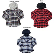 Levi's Boys Buttons Pockets Warm Flannel Jersey Hooded Shirt