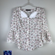 Scarlet Darkness Floral Victorian Cottagecore Blouse Top Small Renaissance