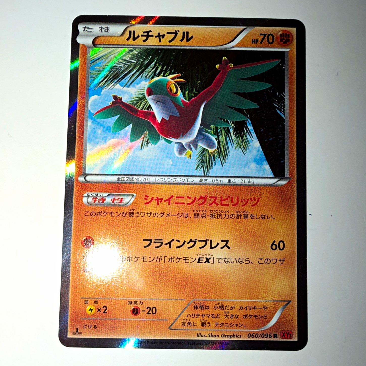 Pokemon TCG Hawlucha XY3 Rising Fist Holo Rare JP 70 HP 060/096