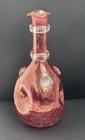 Vintage Blenko pinch shape decanter bottle cranberry stain crackle glass 11"