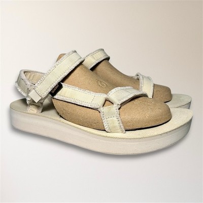 Teva Midform Universal Ivory Platform Strappy Slingback Sandals 10 Adjustable