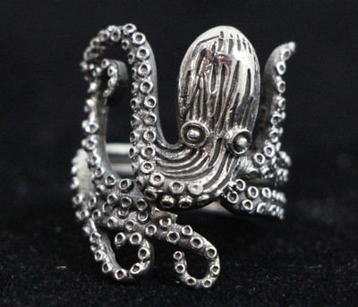 Vintage - 925 Sterling Silver - Rare - Octopus Design - Ring - Size 6.5