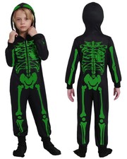Kids Halloween Skeleton Costume, Green, 7-8 Years